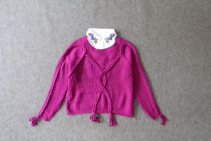 外貿服裝歐美女裝店原單尾貨歐洲站 毛線針織釘珠毛衣 假領另付60